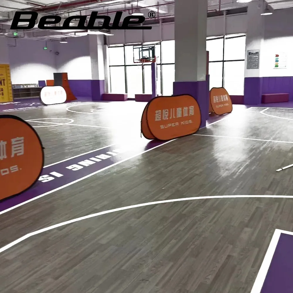 Beable 4,5 mm 6,5 mm de espessura Cortes esportivos internos Piso de PVC Piso de quadra de basquete de plástico de vinil