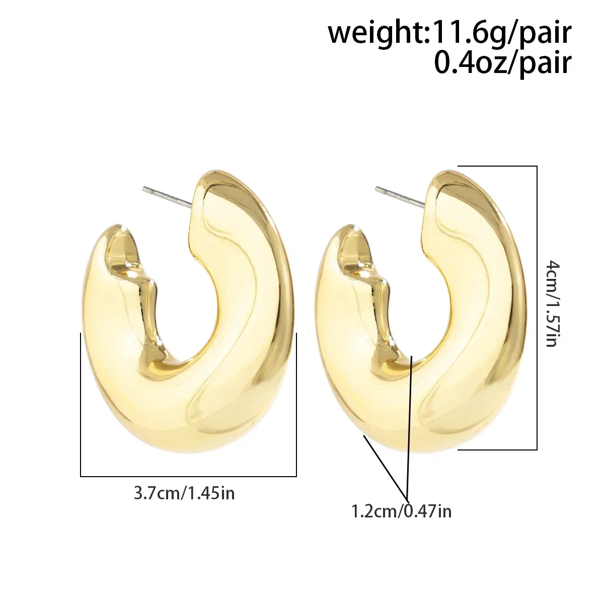 Salircon Fashion Simple Irregular C Shaped Hoop Earrings For Women Punk Y2K Geometric Huggies Earring Glossy Jewelry Party Gift