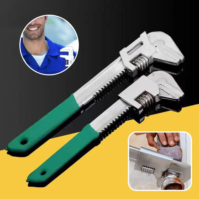 Versatile F-Type Adjustable Wrench Steel Multifunctio Bathroom Sink Wrench Household Large Open End Spanner Bathroom Pipe Repair