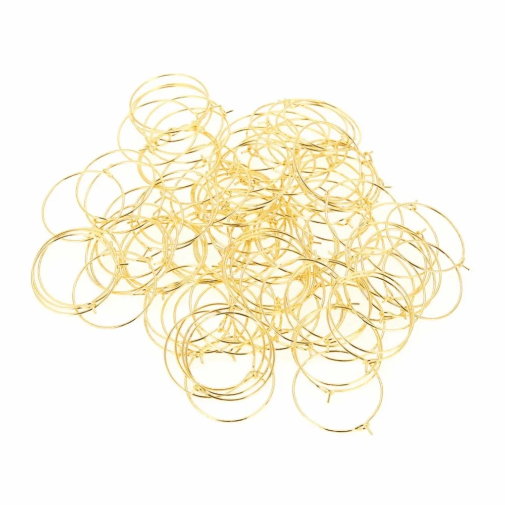 100Pcs Gold/Silver Color Steel Circle Earring Loops Open Loop Design Round Shape Jewelry Findings Wine Glass Hoop Ring