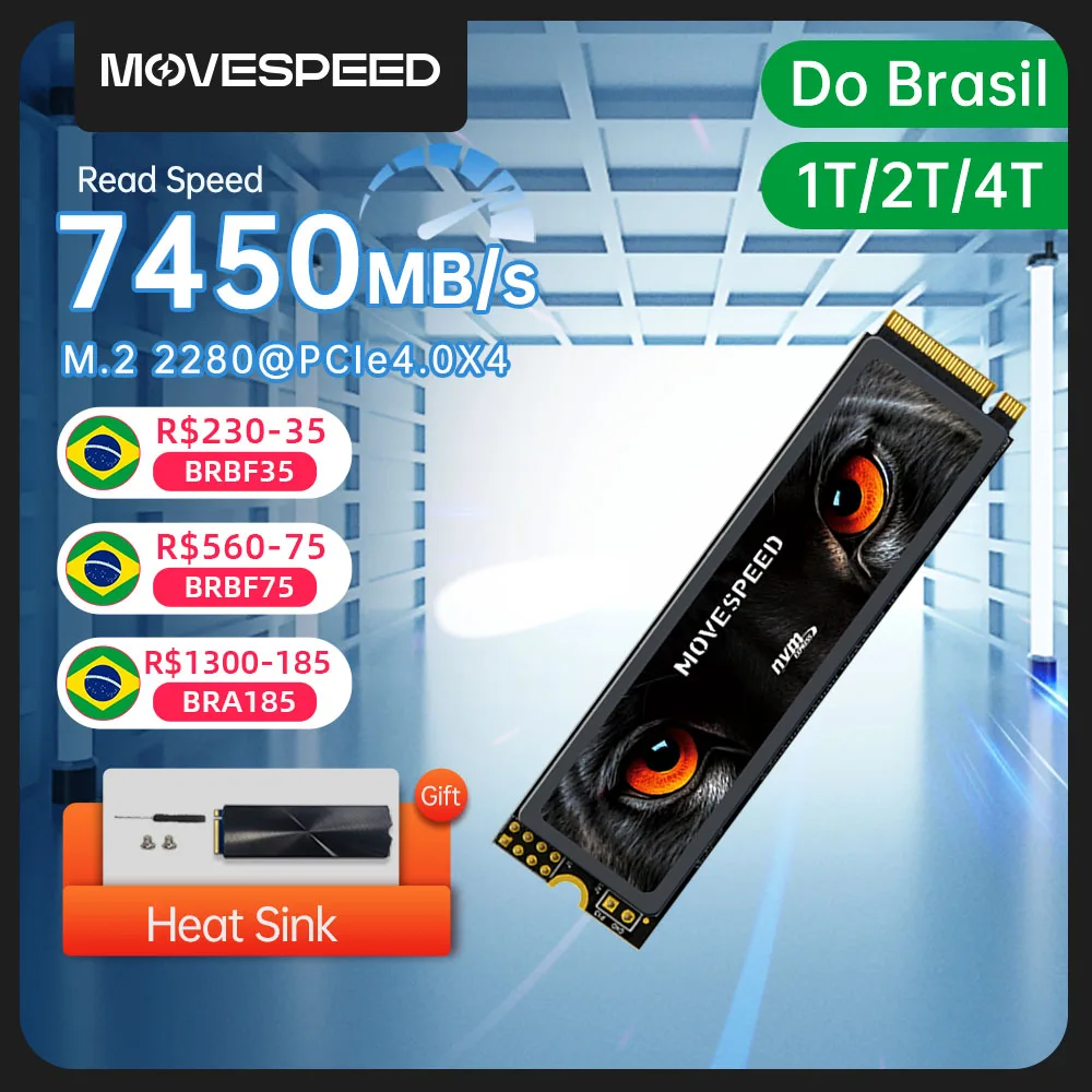 MOVESPEED 7450MB/s SSD NVMe M.2 2280 4TB 2TB 1TB Internal Solid State Hard Disk M2 PCIe 4.0x4 2280 SSD Drive for PS5 Laptop PC