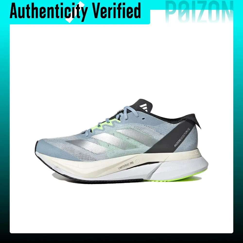 Adidas Adizero Boston 12 Mesh Low top Carbon Plate Running Shoes Women's Blue Silver Black HP9703