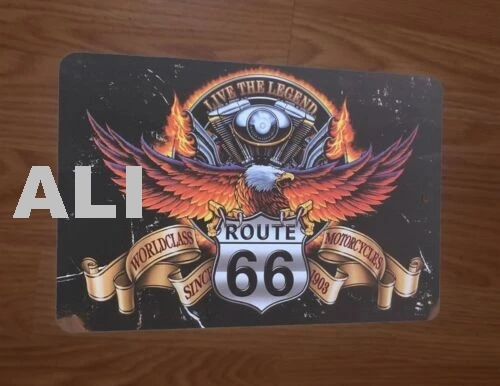 Live the Legend Route 66 Eagle Biker 8x12 Metal Wall Sign Garage Poster sign