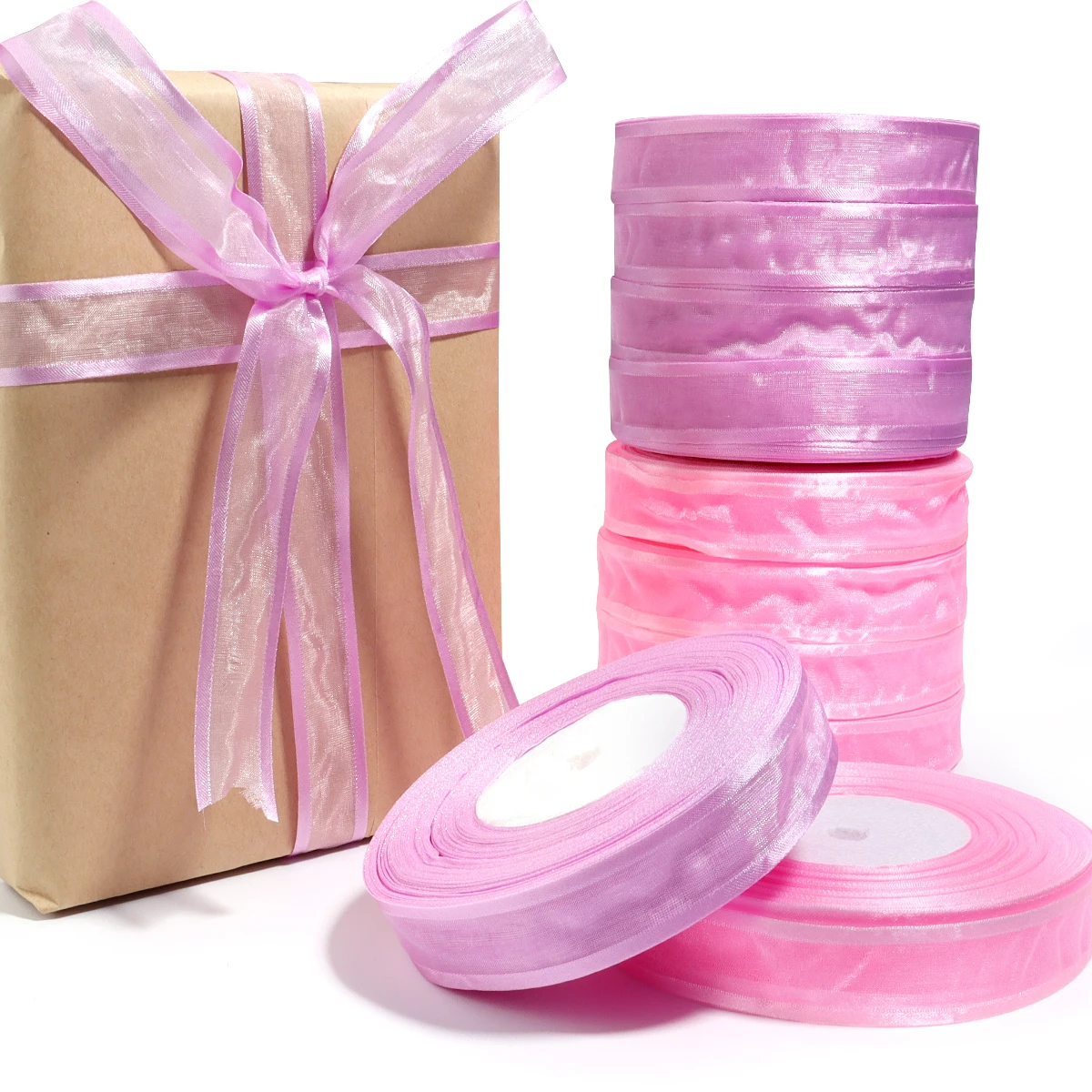 50 Yards/Roll Colorful Organza Ribbons Width 2.5cm Satin Ribbon for DIY Bouquet Packaging Bow Gifts Party Decoration Materials