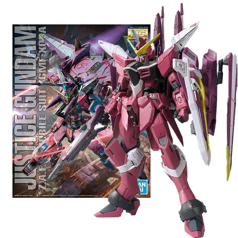 

Bandai Genuine Figure Gundam Model Kit MG 1/100 ZGMF-X09A Justice Gundam Collection Gunpla Action Figure Toys for Children Gifts