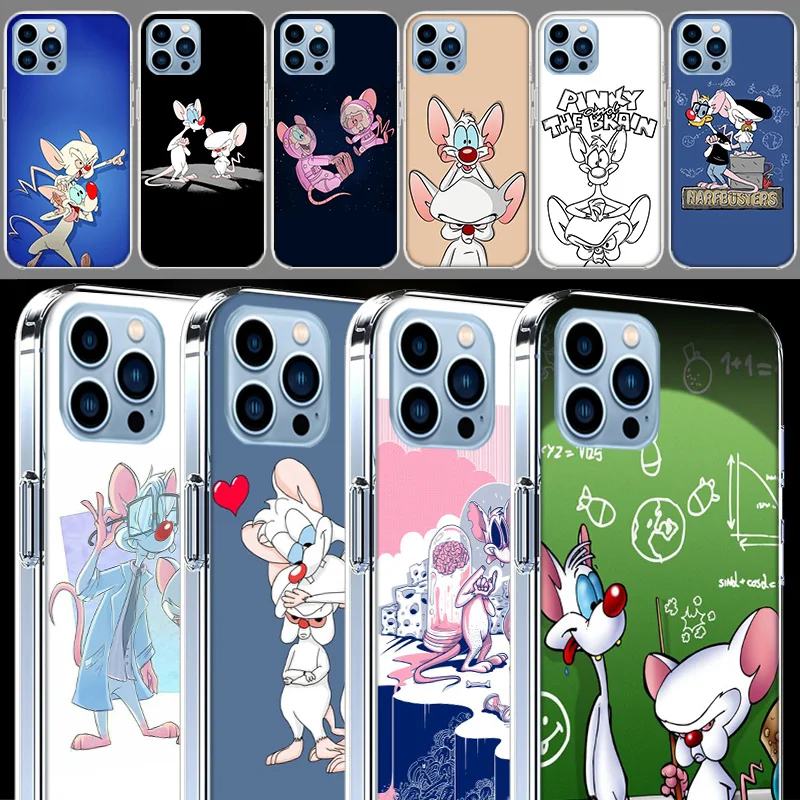 Pinky Anime and the Brain Clear For Apple iPhone 16 15 Pro Max Cover 14 Plus 13 12 Mini 11 Pro XR XS Max Phone Case Silicone TPU