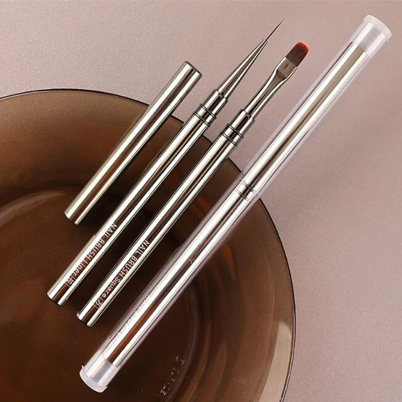 แปรงเล็บมืออาชีพ ปากกา โลหะ เสาโลหะ ปากกาเล็บ แปรงทาเล็บ แปรงทาเล็บ ดอกไม้ แปรงทาเล็บ แบน ปากกาแต่งเล็บ เครื่องมือ