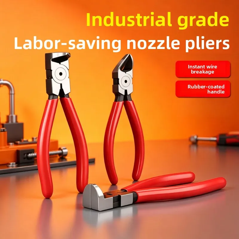 Industrial Flush‑Cut Nippers, Portable Thick‑Vanadium‑Steel Multifunctional 40‑Degree 90° Right‑Angle Cutting Hand‑