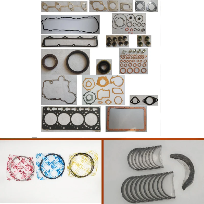 complete repair Overhaul engine full gasket set kit crankshaft connecting rod bearing piston ring for Kubota engine: V3300 12v