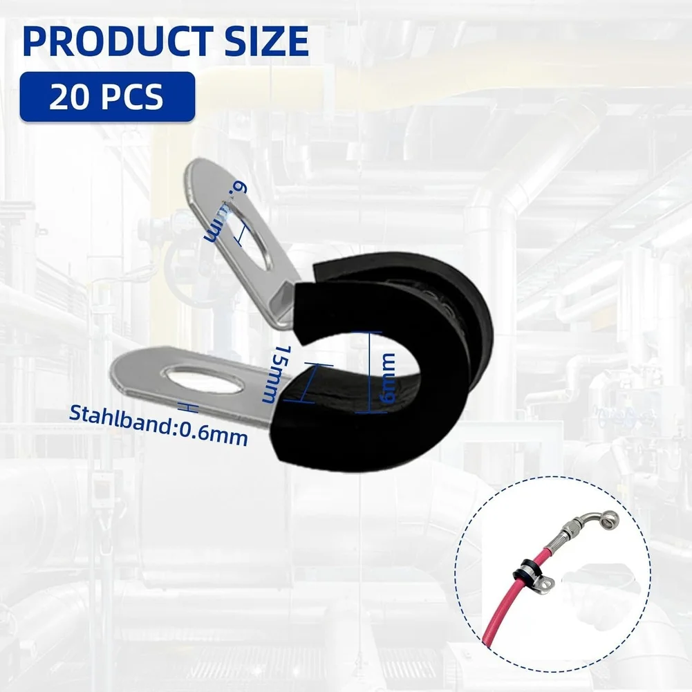 For Pipe Fixing Silver 6mm Pipe Clamp Fixing Clip Set Industrial Grade Durability 304 Stainless Steel Construction