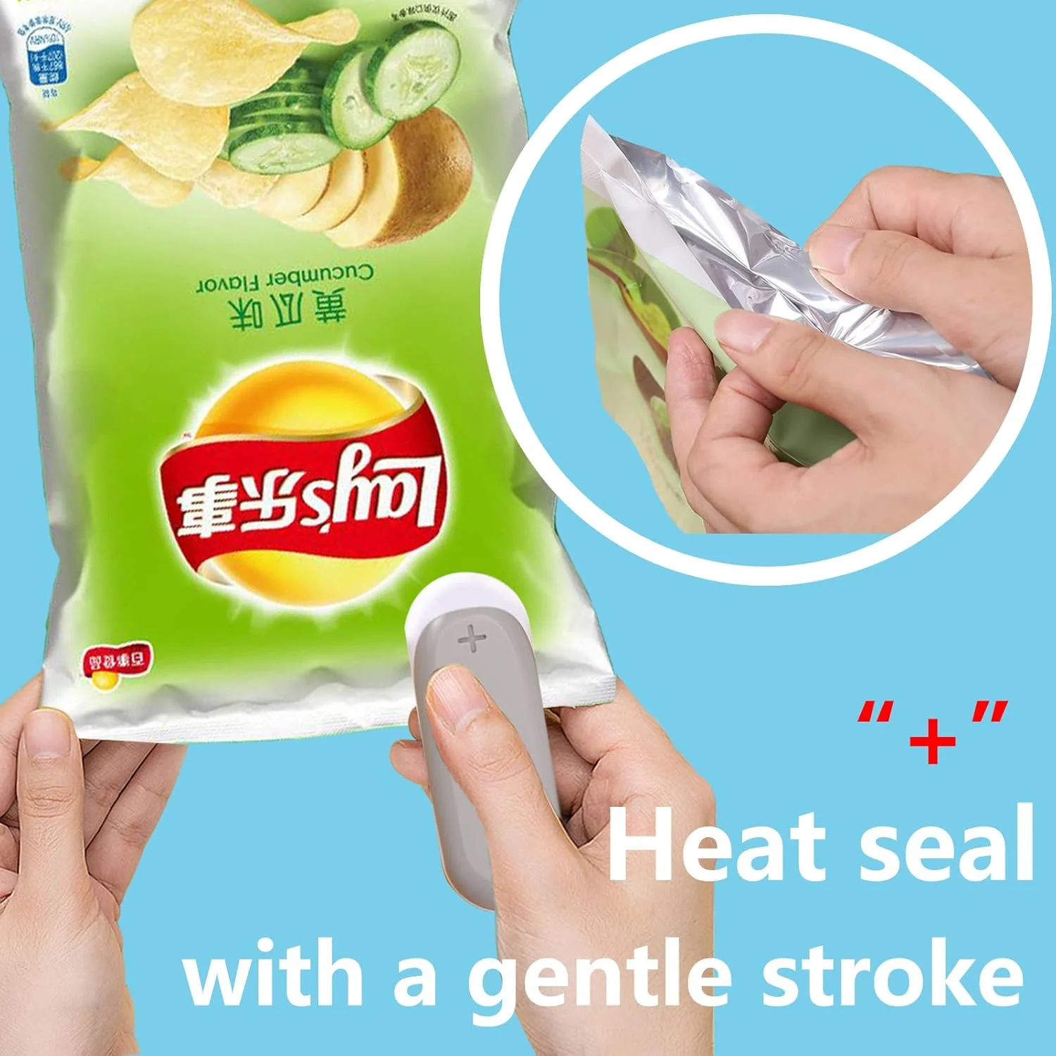 미니 백 실러, 2 in 1 칩 실러 히트 씰 및 컷 휴대용 미니 씰링 가정용 기계, 편리한 칩 백 실러, 휴대용