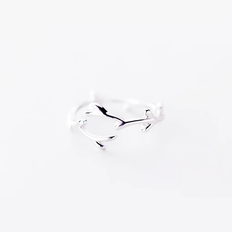 Sole Memory Cool Fresh Literary Twig Simple Cute Silver Color Female Resizable Opening Rings SRI433