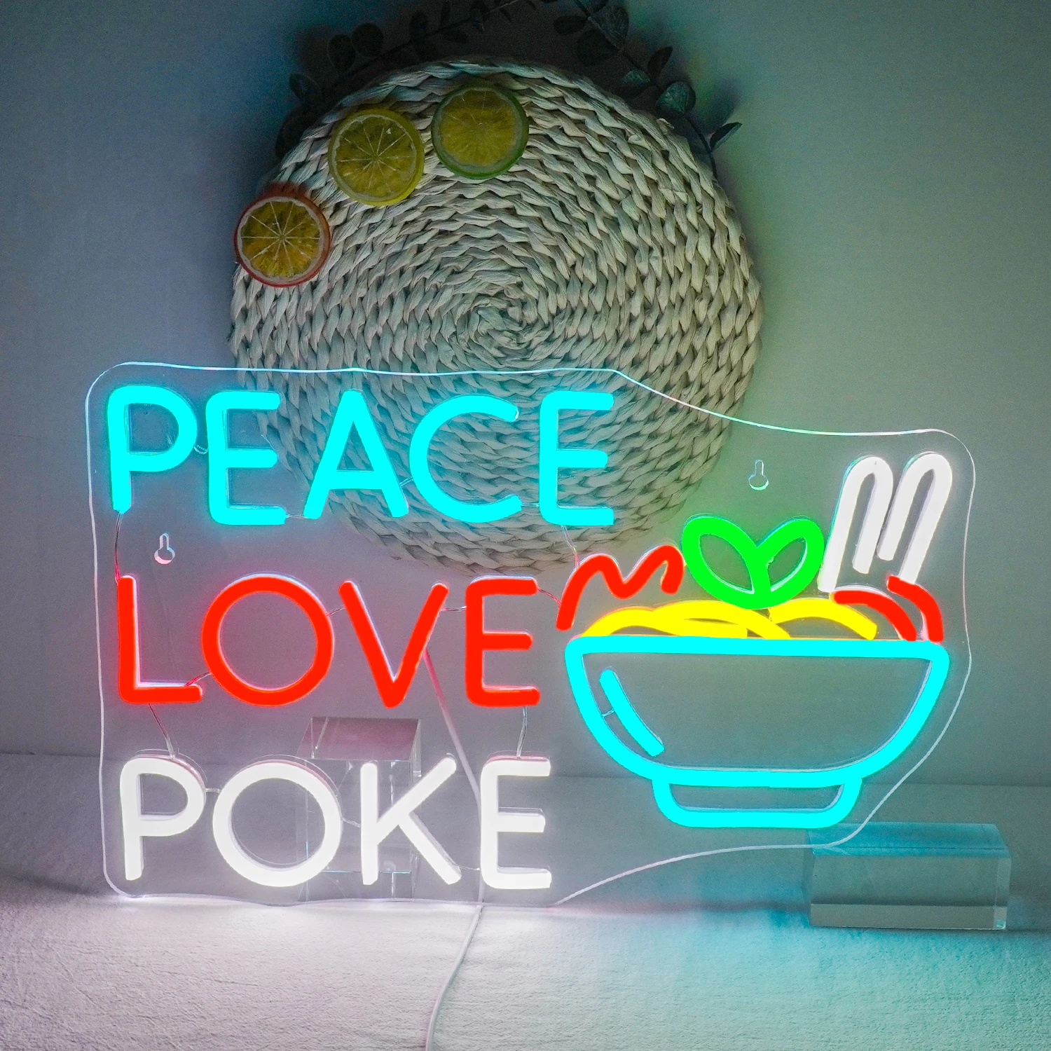 Peace Love Poke Neon Led Sign Ramen Wall Decor Signs Room Decoration For Food Shop Restaurant Hotel Bar Club Dimmable USB Lamp