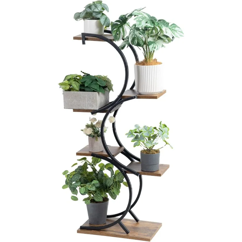 

6 Tier Plant Stand Indoor Plants Wrought Iron Plant Stand,Plant Shelf Indoor Corner Plant Stand for Window Patio Balcony Outdoor