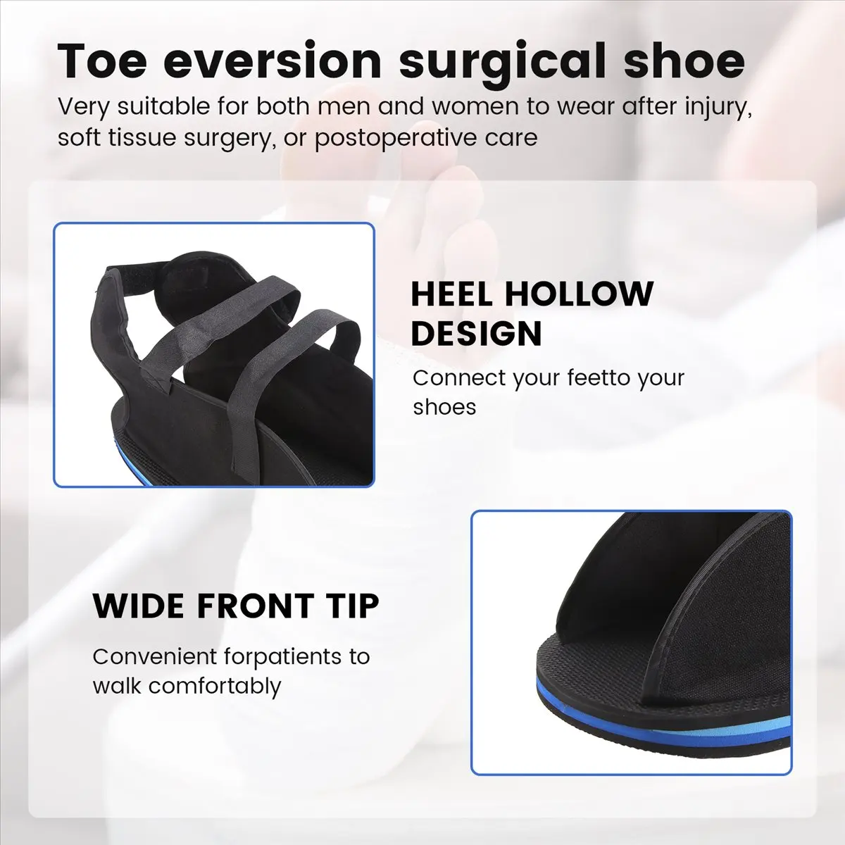 Post Op Shoe Foot Fracture Support Shoes Walking Shoe for Foot Injuries Stable Ankle Joints Recovery Pain Relief XL-A63M