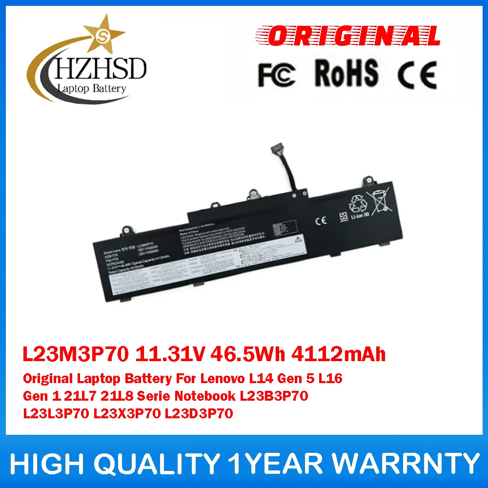 

L23M3P70 11.31V 46.5Wh 4112mAh Original Laptop Battery For Lenovo L14 Gen 5 L16 Gen 1 21L7 21L8 Serie Notebook L23B3P70 L23L3P70
