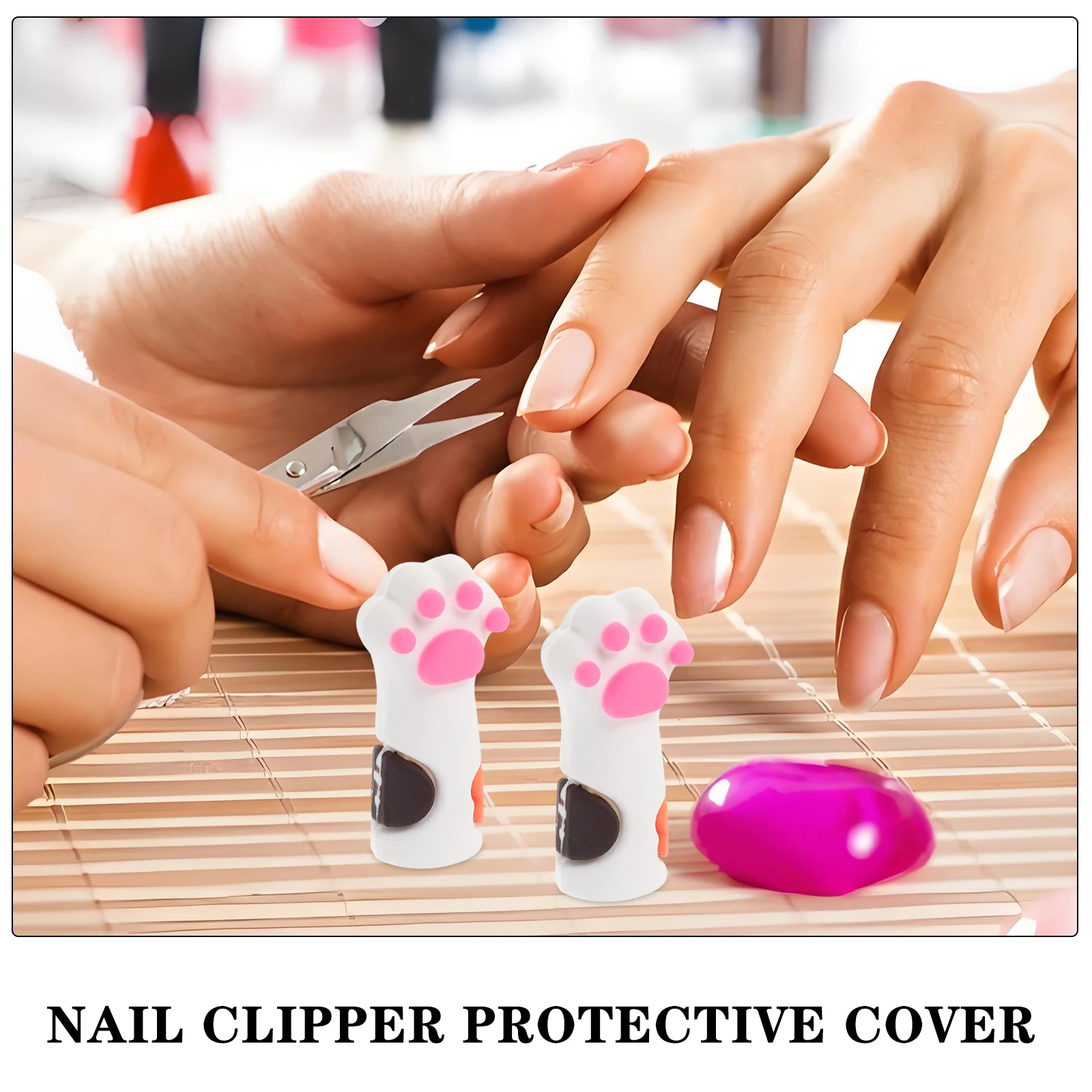 10 قطعة القط باو سيليكون مسمار أداة حماة القراص الأكمام مانيكير باديكير إهاب مقص الملقط أغطية حماية #4