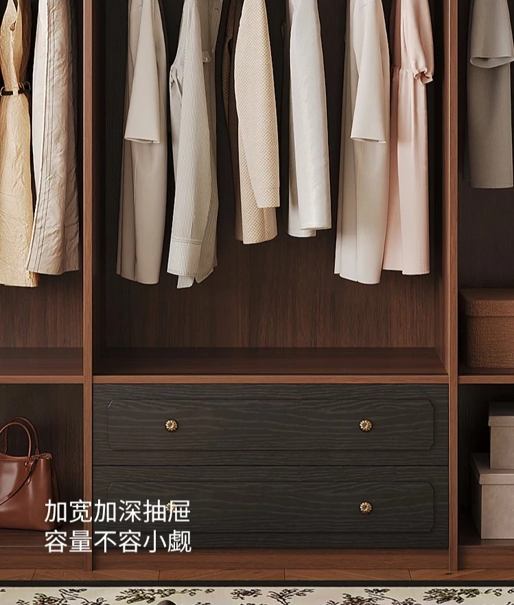 Wardrobe Home Bedroom Medium Antique Walnut Wardrobe Environmentally Friendly Storage Wardrobe