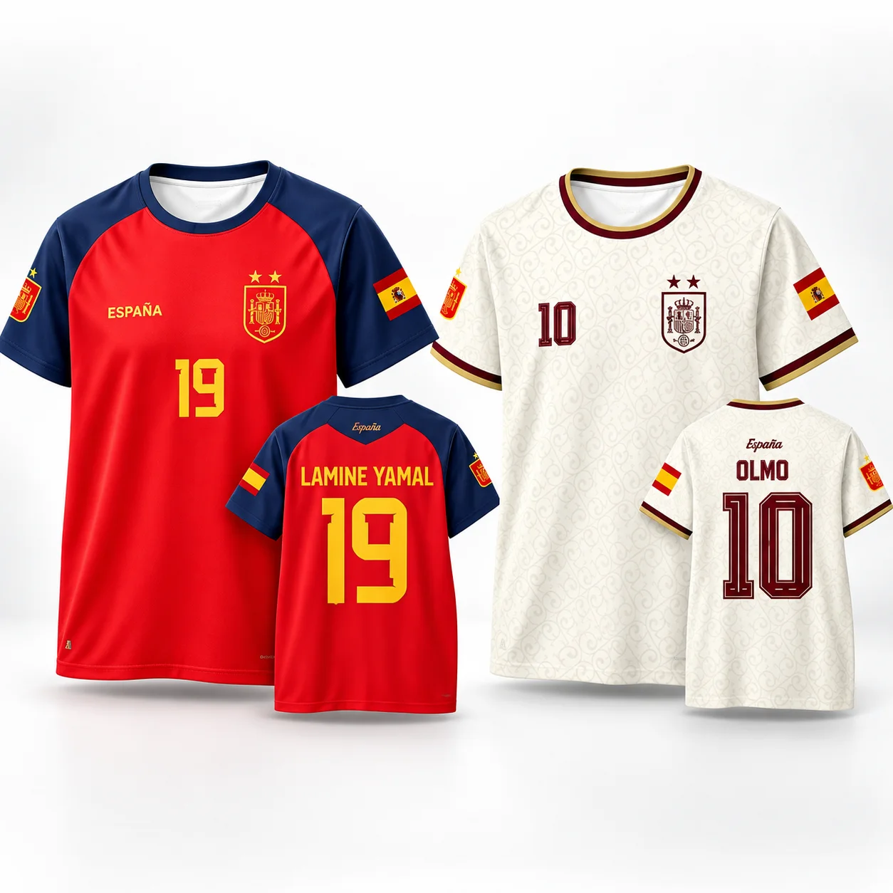 2026 Spanish Football Jersey T-shirt Quick-drying Breathable 3D Printed  Men and WomenT-shirts Kids Clothes Family Look