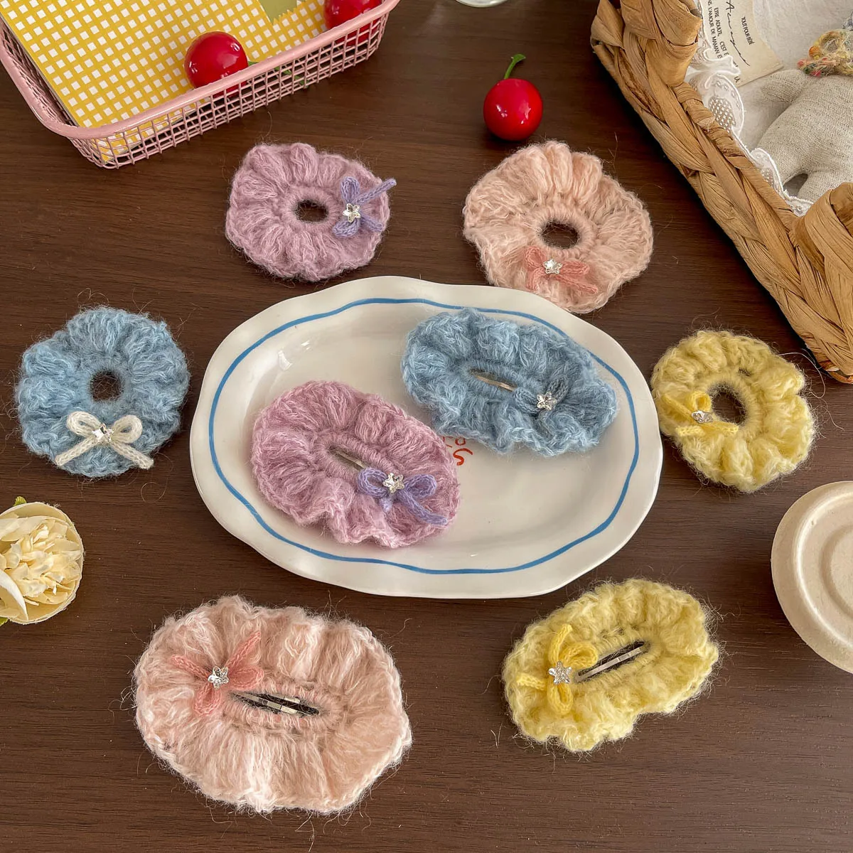 

Wool Crochet BB Clip Children's Hairpin Cute Bow Girl Barrettes Bangs Side Clip Hairpin Hair Clip Kids Hair Accessories Headwear