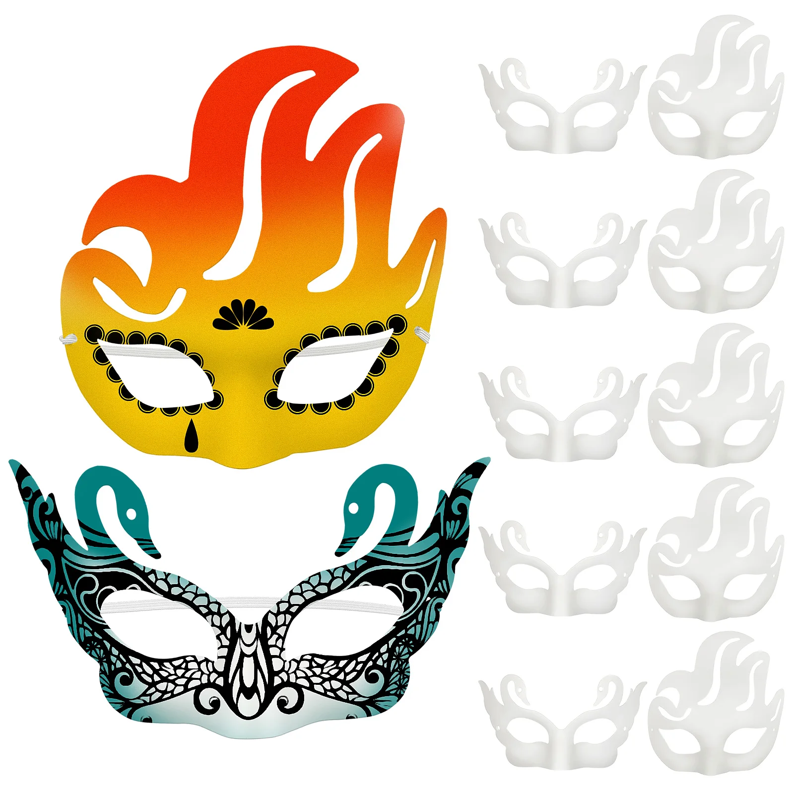

16 Pcs White Masks DIY Paintable Craft Unpainted Mask Making Supplies Masquerade Party Decorations Carnival Accessories Resin
