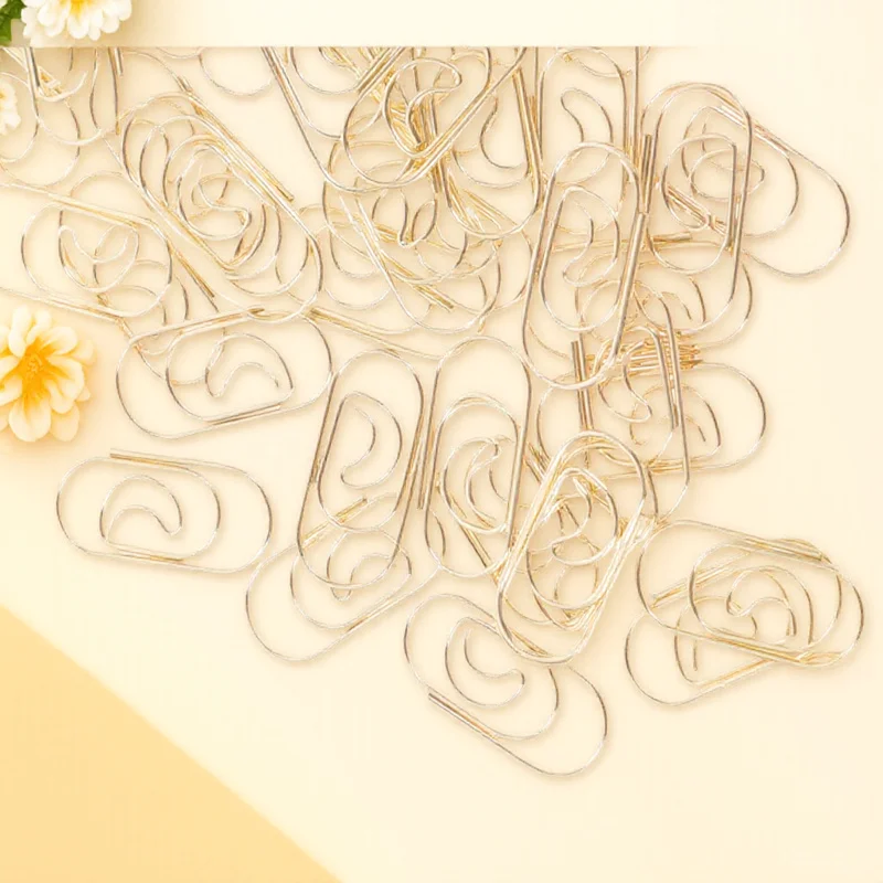 100Pcs Decorative Moon Paper Clips Chic Cute Office Supplies Reliable Structure Long Lasting Use Cute Paper Clips