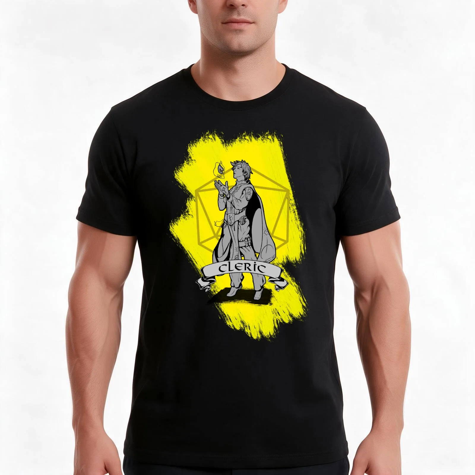 D&D Classes - Cleric T-Shirt, Summer Casual Cotton Tee, Oversized Streetwear Tops, Vintage Graphic Print, Loose Fit Short Sleeve