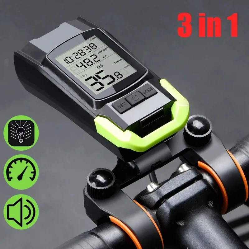 4 Mode USB Bike Light Lamp Bicycle Computer 3 Mode Horn Flashlight Cycle Bike Speedometer Led Front Lights Cycling Headlight