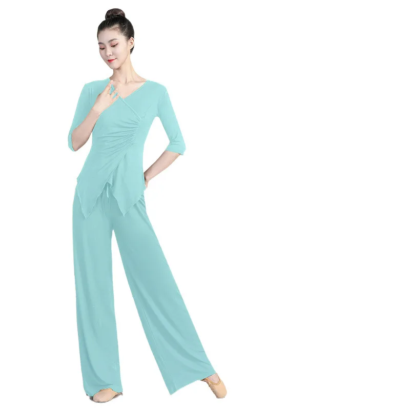 مجموعة سراويل واسعة الساق للرقص الصيفي للسيدات لممارسة الرقص، فستان ممارسة كلاسيكي حديث جديد للبالغين