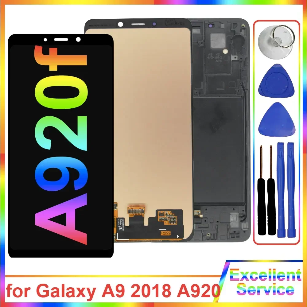 

6,3 ''протестированный ЖК-дисплей для Samsung Galaxy A9 2018 A920F, ЖК-дисплей, сенсорный экран, дигитайзер, Замена для Samsung A920 A920F LCD