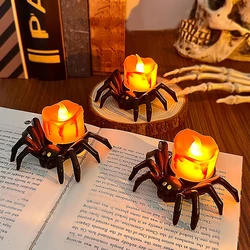 Halloween LED Candle Light Glow Spider Skull Lamp For Halloween Party Home Bar Decoration Haunted House Horror Props Ornament