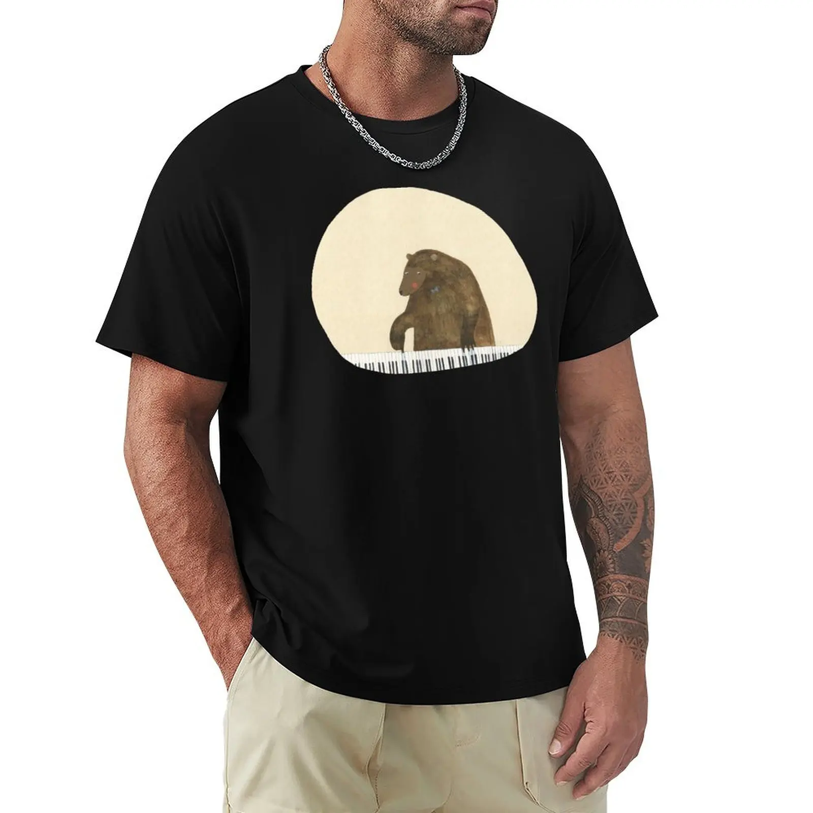 

Bear playing on piano T-Shirt Lightweight Cooling Short Sleeve Tee