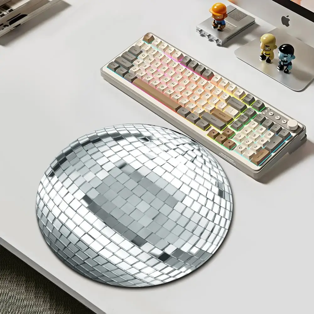 

HYBXAXC Disco Ball Round Mouse Pad Non Slip Rubber Desk Mat Waterproof Gaming Keyboard Pad for Office Home