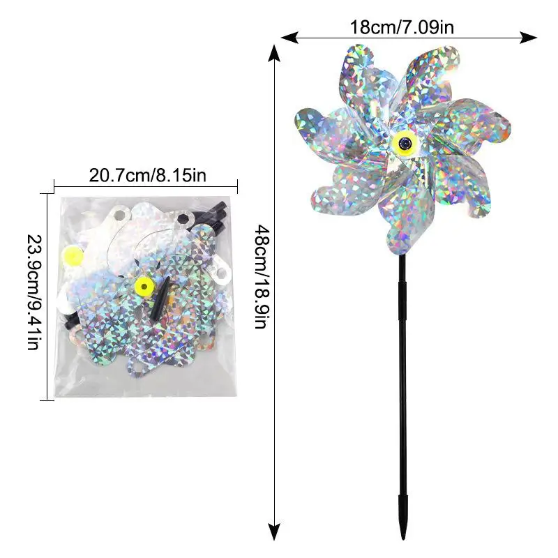 2pcs Creative Outdoor Garden Lawn Yard Decoration Bird Repellent Windmill Practical 7 Leaves DIY Birds Deterrent Windmill