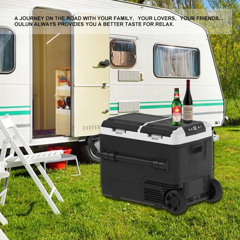 50L Mini Profundo 12 Volts Solar Powered RV Camping Refrigerador Carro Frids com Rodas Freezer para Mini Acampamento Profundo