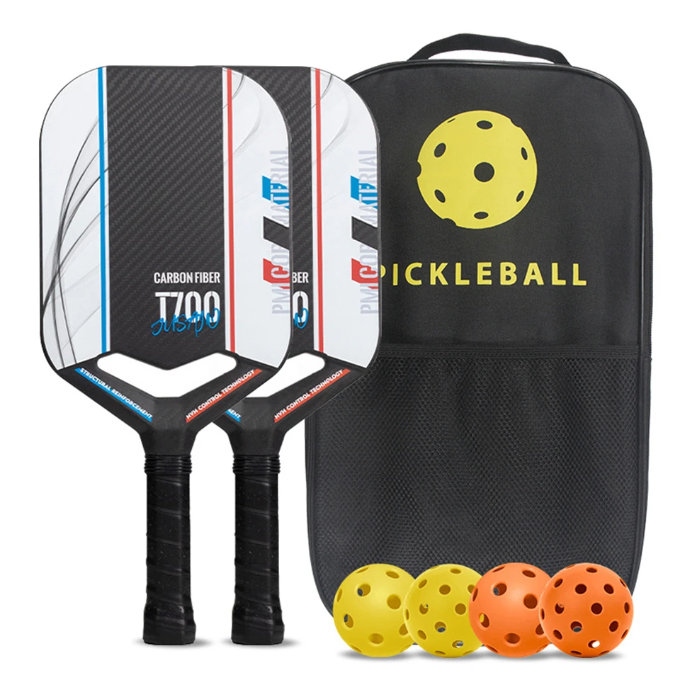 14MM Thick hollow Paddes Set,Hot Pressed Integrated Paddle,PP Honeycomb Core, T700 Carbon Fiber Pickleball Paddle Set