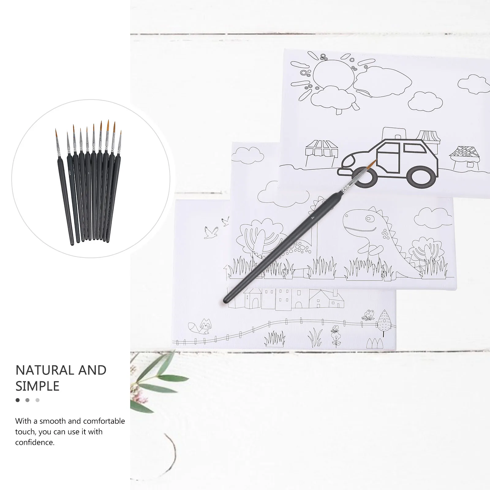 

10 Pcs Line Drawing Brush Pen Set Craft Painting Brushes Student Black Pens Lightweight Ergonomic Design Watercolor Oil Acrylic
