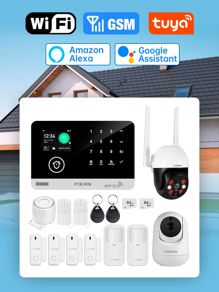 FUERS Alarmsysteem voor thuis WIFI GSM Beveiligingsalarm Host Ant-diefstal met deurbewegingssensor Tuya Smart App-bediening werk Alexa - afbeelding 2