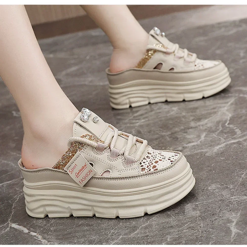 2024 summer New Women Casual Shoes Chunky sandals Platform Wedge Hidden Heel Women Leisure Shoes Summer slippers Woman