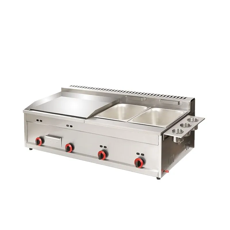 Commercial stalls, gas grill oven, fryer integrated machine, gas iron plate grill, iron plate, squid hand-grabbed cake multi-fun
