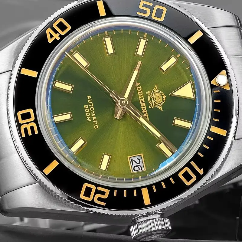 ADDIESDIVE Japan NH35A Automatic Mechanical Watch Bubble Mirror Glass Sapphire Glass Watches Ceramic Bezel 200M Waterproof Watch