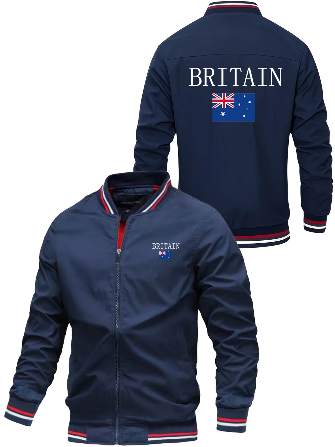 

«2025 мужская весенне-осенняя куртка с буквенным принтом флага, высококачественное и модное спортивное уличное мужское пальто.