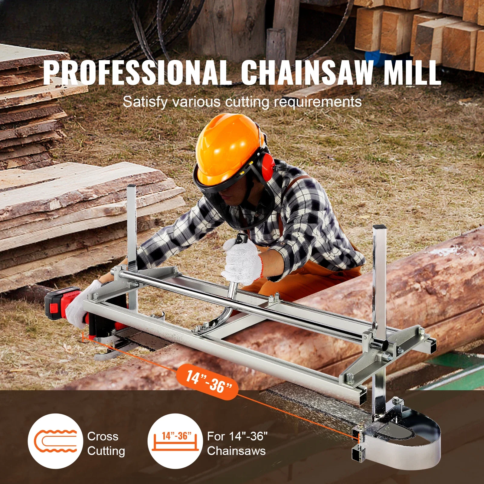 

ez Chainsaw Mill Planking Milling 24 36 48 Inch Guide Bar Wood Lumber Cutting Portable Sawmill Aluminum Steel Chain Saw Mill