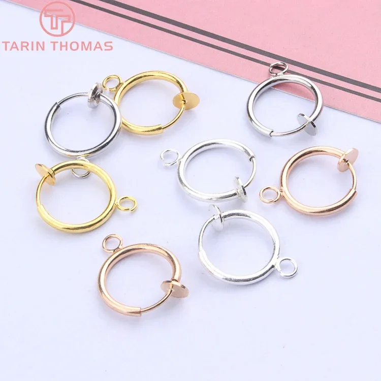 (4114)10PCS Diameter 11MM 13MM 15MM Brass Round Spring Earrings Clips for No Earrings Hole Lady Jewelry Findings Accessories