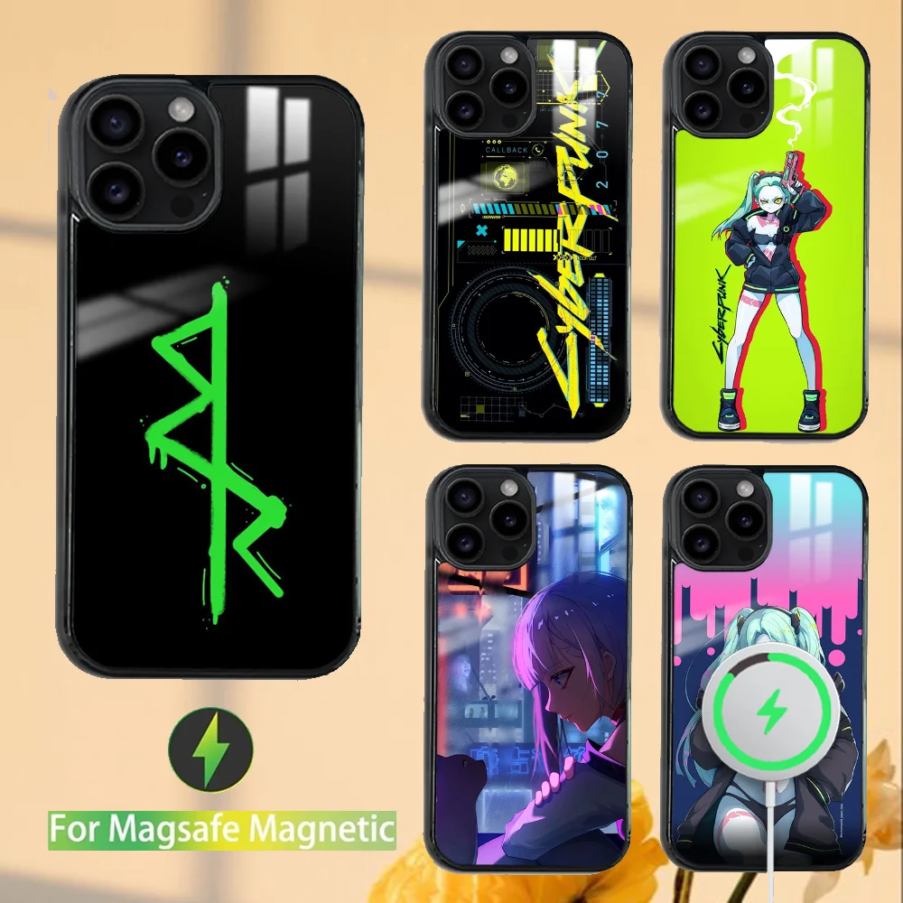 C-Cyberpunk E-Edge-runners Phone Case For iPhone 16 15 14 13 12 11 PRO MAX PLUS Mini Magnetic wireless mirror phone case