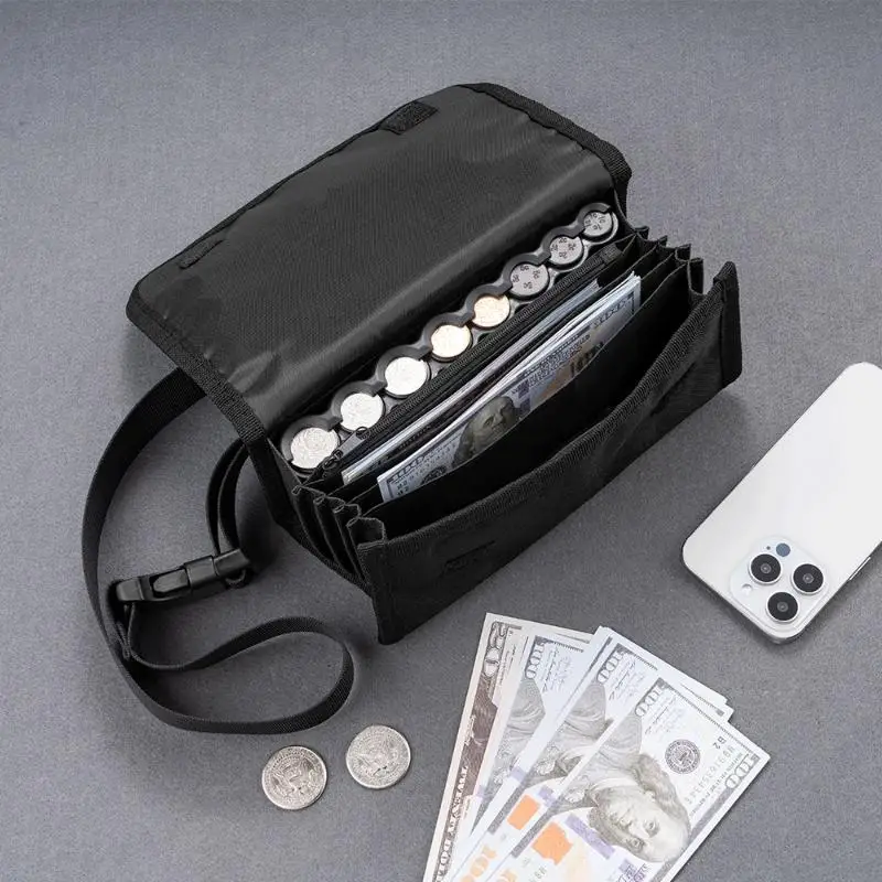 Portable Multi Pocket Waist Purse Wallet Euro Coin Holder for Driver Waiter Safe Cash Phone Money Storage Box