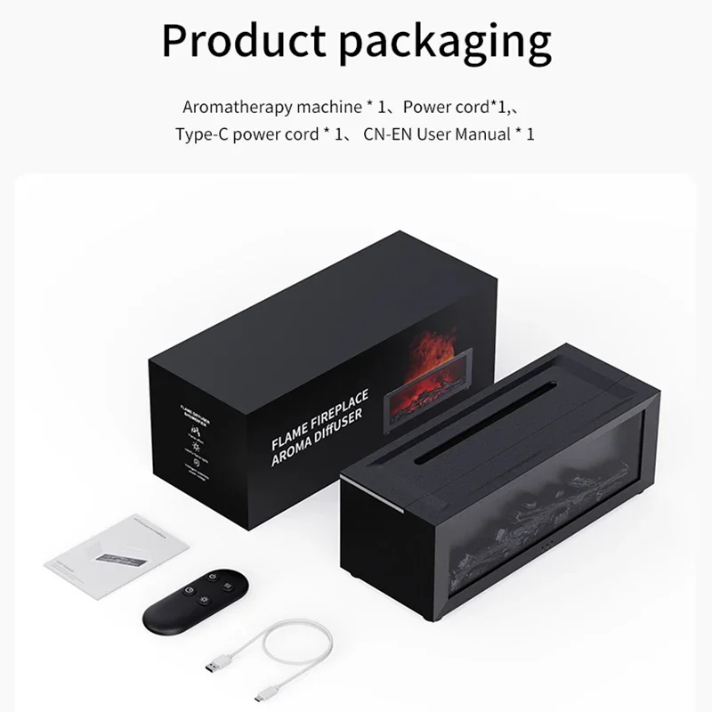 Colorful Flame Fireplace Aroma Diffuser 150ml Waterless Auto-Off Air Humidifier with Timer Remote Control for Home Bedroom Gift image 6