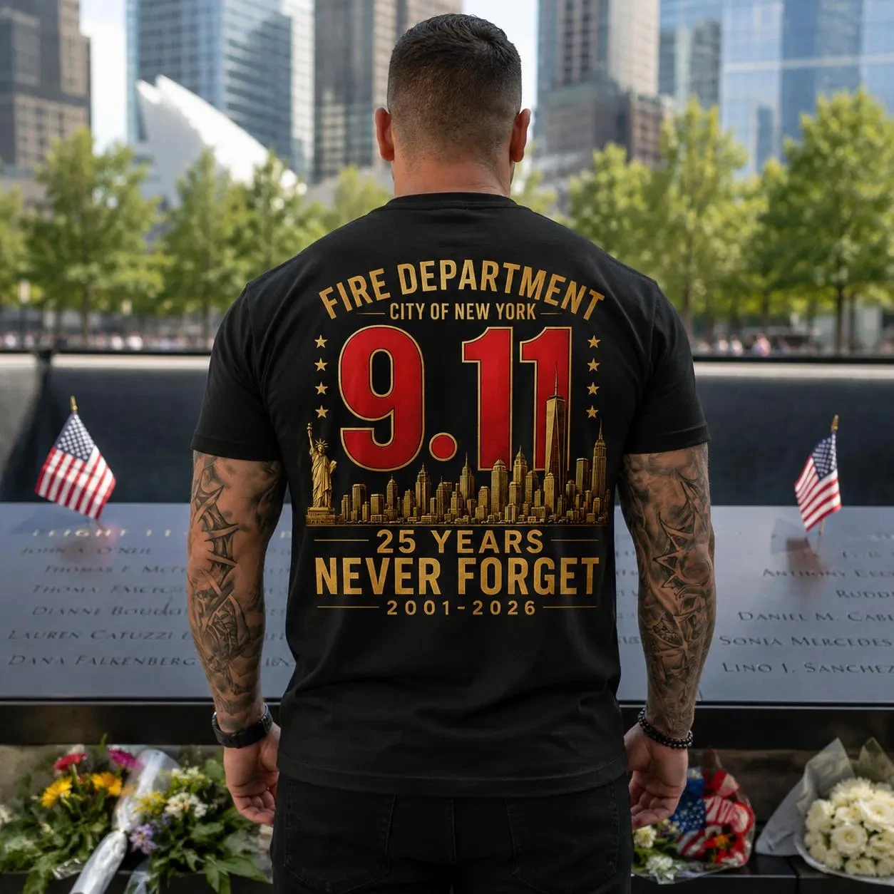9/11 Never Forget Shirt, Fire Department Memorial Tee, 25 Years 2001-2026 New York First Responder Gift