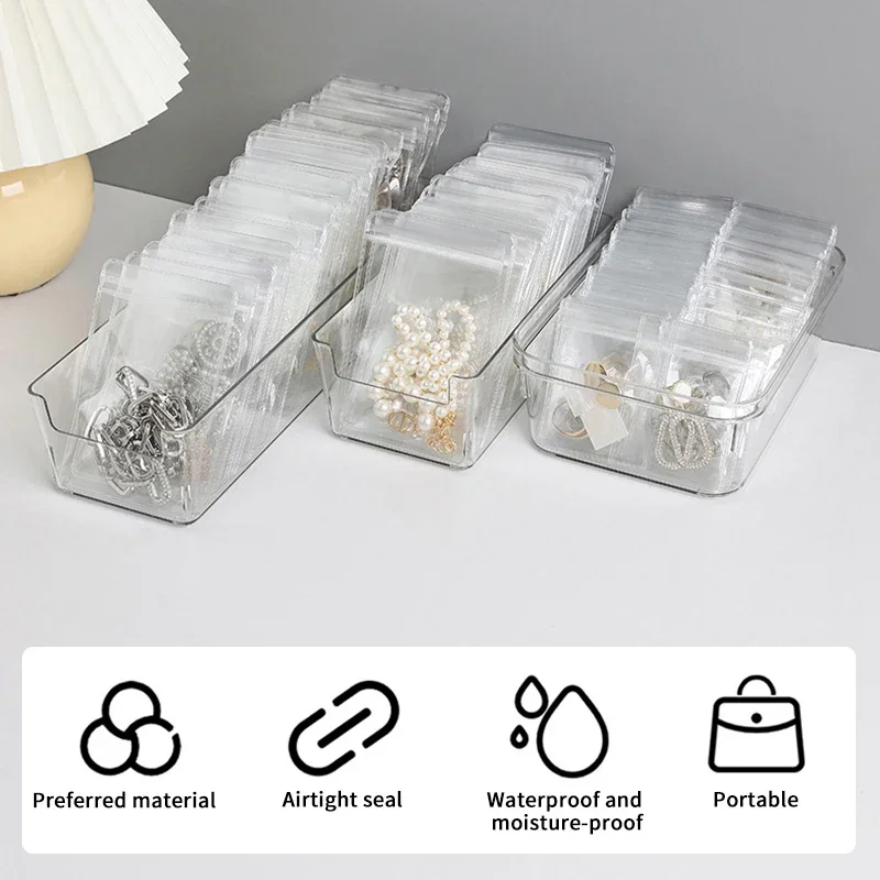 Jewelry Storage Sealed Bag Transparent Anti-oxidation Sorting Bags Earrings Necklace Rings Desktop Storage Box Drawer Organizer