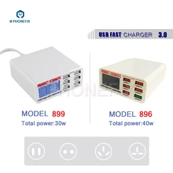 896P QC3.0 87W Multiport USB Charging Station LCD Display USB Charging Station for iPhone iPad Mobile Phone Quick Charging Tool